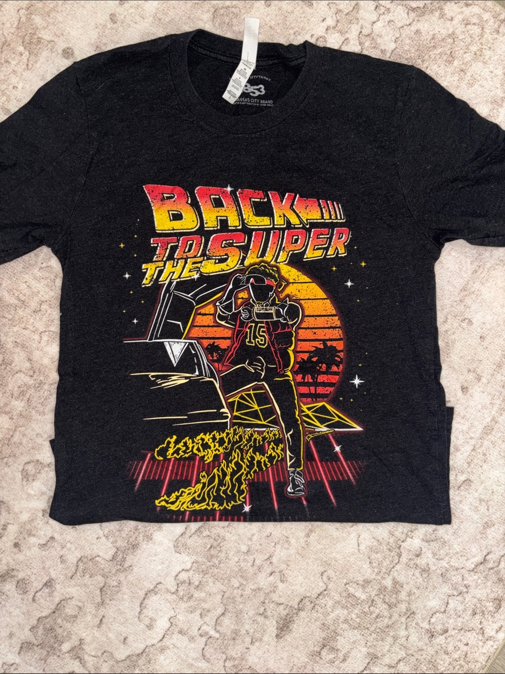 Back to Super Graphic Black Tee - Retro Sports Print